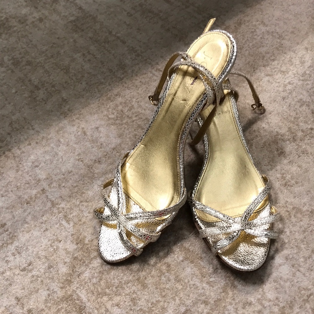 J Crew Strappy Gold Sandals